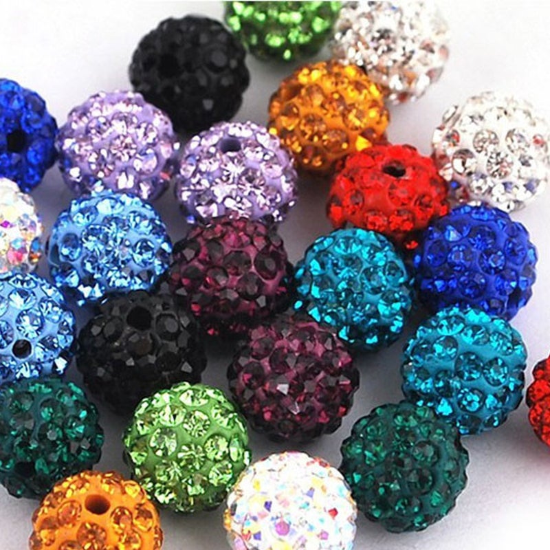 RUBYCA Pave Czech Crystal Disco Ball Clay Beads fit Shamballa Jewelry (20pcs, 12mm, 30 Colors Mixed) - Image 2